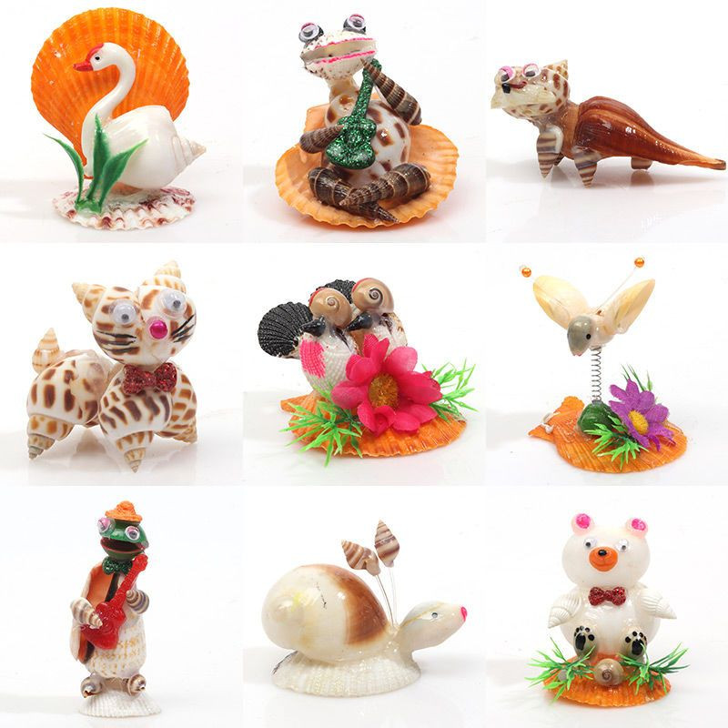 Aranyos figurák Természetes kagylók Díszek Kagyló Kézműves Házi Dekoráció Asztali díszek Madarak Rókák Kreatív ajándékok gyerekeknek