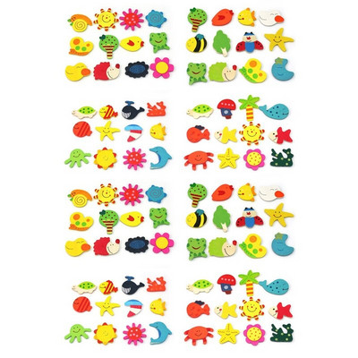 48 db új fa hűtőszekrény hűtőmágneses oktatójáték kisfiúnak