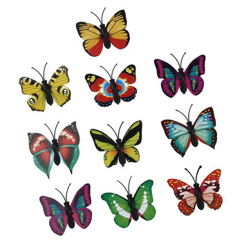 48 бр. Цветни дървени магнити Рисуване на аниме с 10 бр. 3D магнитна пеперуда Хладилник Декорация на стените на домашната стая