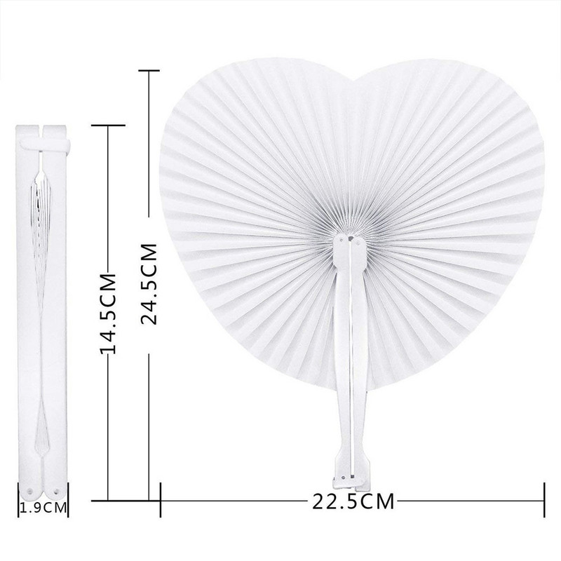 Hot Sale 12 db Fehér Összecsukható Elegáns Papír Kézi Legyezős Esküvői Party Vendégeknek Évforduló Esküvői Barkács fali dekoráció