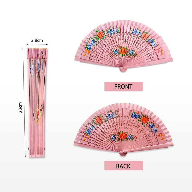 Összecsukható legyező Fa spanyol legyező tánchoz Nyomtatás Kézzel összecsukható ventilátor Otthoni dekoráció Díszek Kézműves ajándékok Vendégeknek