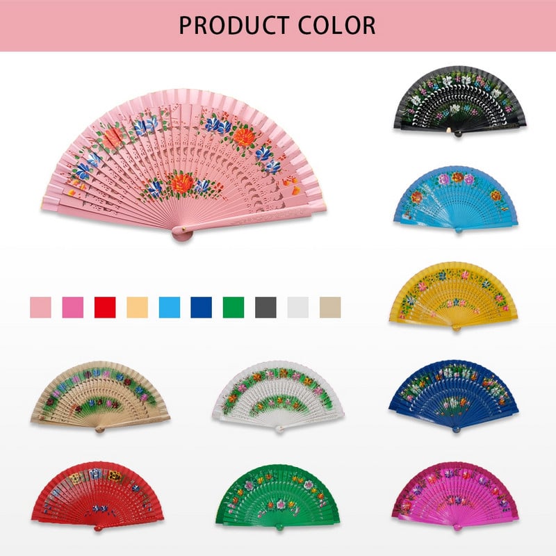 Összecsukható legyező Fa spanyol legyező tánchoz Nyomtatás Kézzel összecsukható ventilátor Otthoni dekoráció Díszek Kézműves ajándékok Vendégeknek