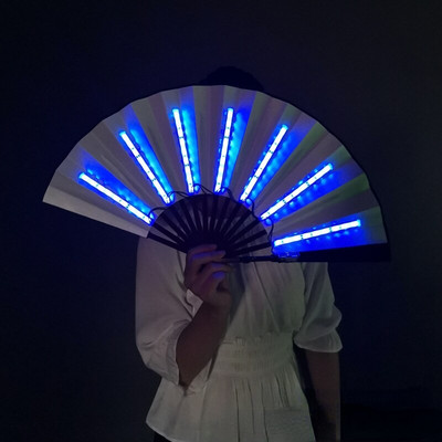1db LED világító összecsukható ventilátor 13 hüvelykes party színes esküvői kézi ventilátorok éjszakai klub táncos ragyogás a sötétben esti kiegészítőhöz