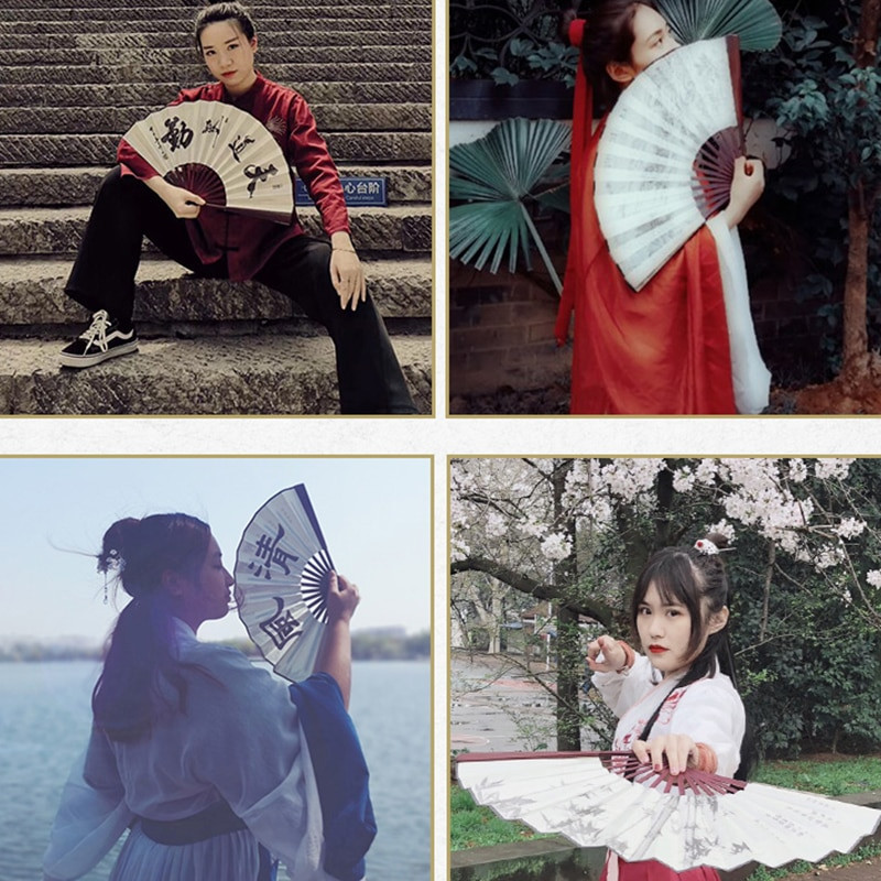 13-tollised kokkupandavad ventilaatorid käeshoitav elegantne antiikstiilis käsiventilaator Kokkupandav kalligraafia tindiga maalimine Hiina tarvikud idamaine kujundus