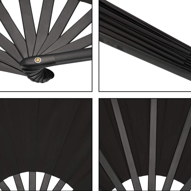 2 db Nagy összecsukható ventilátor nylon vászon kézi összecsukható ventilátor kínai kung fu tai chi ventilátor fekete dekoráció összecsukható kézi ventilátor partira