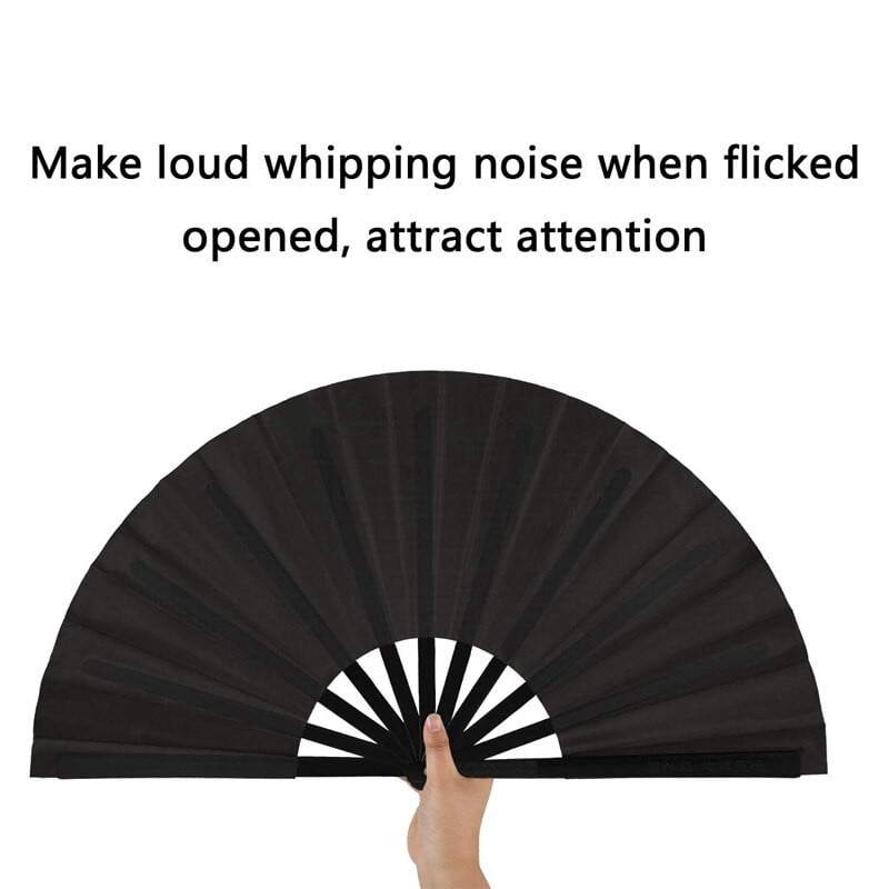 2 db Nagy összecsukható ventilátor nylon vászon kézi összecsukható ventilátor kínai kung fu tai chi ventilátor fekete dekoráció összecsukható kézi ventilátor partira