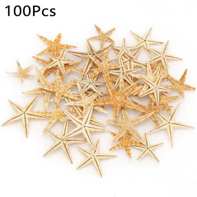 Нови 100 БР. Естествена морска звезда Seashell Beach Craft Естествена декорация на дома Сватбени звезди Направи си сам Епоксиден морски декор Плажни занаяти X8I5