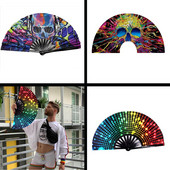 Velika kineska sklopiva ručna Rave Fan Art Craft Poklon za svadbeni ples Ručna lepeza Festival Party Fan Poklon za ventilator Home Decor Drag Queen