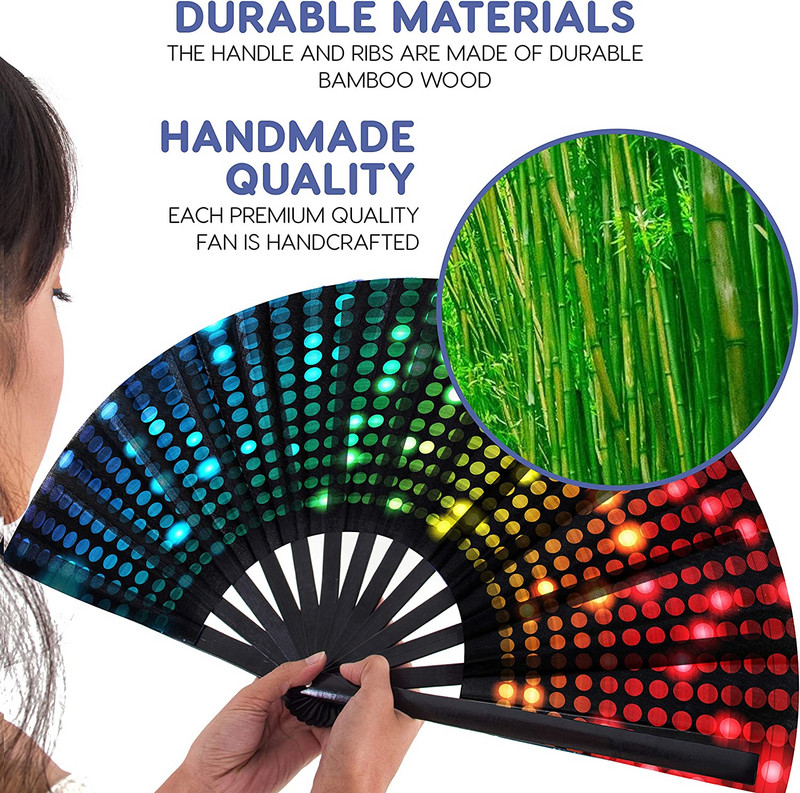 Velika kineska sklopiva ručna Rave Fan Art Craft Poklon za svadbeni ples Ručna lepeza Festival Party Fan Poklon za ventilator Home Decor Drag Queen