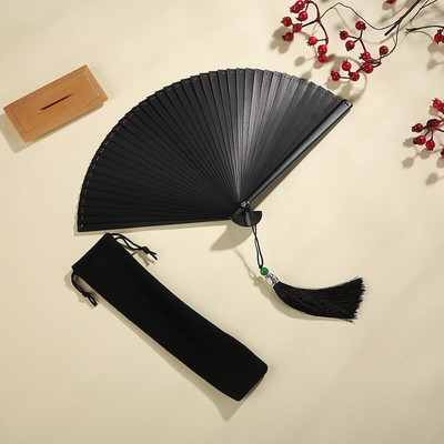 16/18 cm-es bambusz legyező kimonó legyező férfi és női japán gésa antik klasszikus fekete összecsukható ventilátor kompakt tánclegyező, hordozható