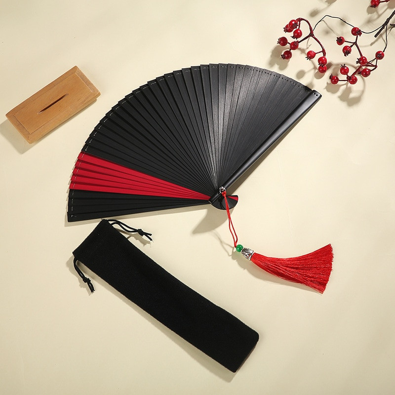 16/18 cm-es bambusz legyező kimonó legyező férfi és női japán gésa antik klasszikus fekete összecsukható ventilátor kompakt tánclegyező, hordozható