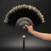 Lolita Clasic Ventilator pliabil Retro Dance Cheongsam Catwalk Fairy Girl Feather Fan