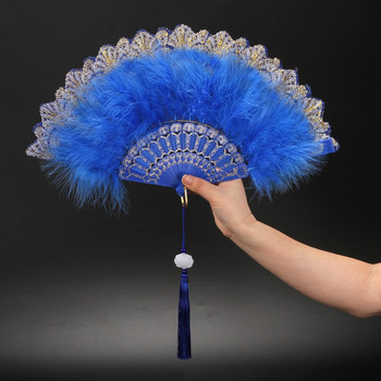 Lolita Classical Folding Fan Retro Dance Cheongsam Catwalk Fairy Girl Feather Fan