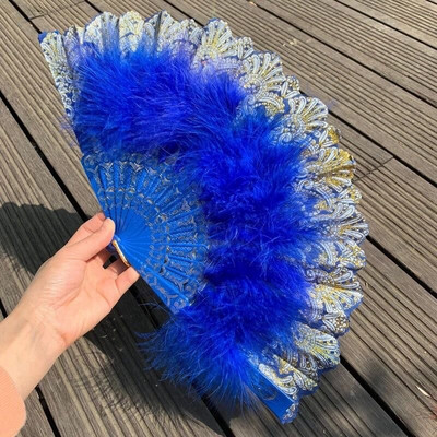 Lolita Clasic Ventilator pliabil Retro Dance Cheongsam Catwalk Fairy Girl Feather Fan