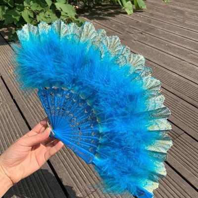 Lolita Clasic Ventilator pliabil Retro Dance Cheongsam Catwalk Fairy Girl Feather Fan