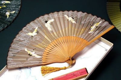 1db összecsukható ventilátor daru dekoratív kézműves bambusz selyem kínai hanfu kiegészítők összecsukható női fényképezés kellékek otthoni díszek ventilátor