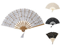 Hímzés Csipke Esküvői Legyező Egyszínű 27cm Női Bálba Tánckellék Bambusz Kézlegyező otthoni dekorációhoz születésnapi kézműves ajándék