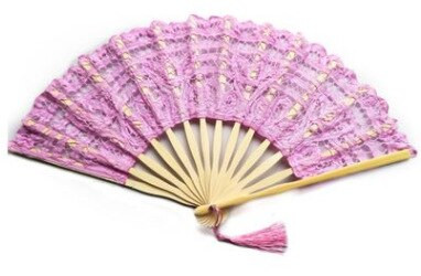 Hímzés Csipke Esküvői Legyező Egyszínű 27cm Női Bálba Tánckellék Bambusz Kézlegyező otthoni dekorációhoz születésnapi kézműves ajándék