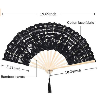 Hímzés Csipke Esküvői Legyező Egyszínű 27cm Női Bálba Tánckellék Bambusz Kézlegyező otthoni dekorációhoz születésnapi kézműves ajándék