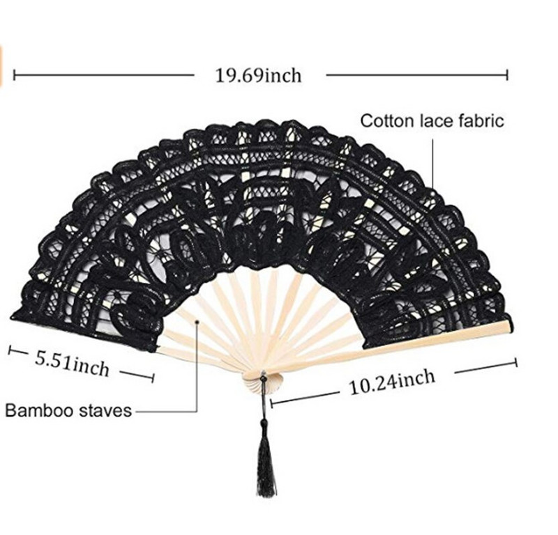 Hímzés Csipke Esküvői Legyező Egyszínű 27cm Női Bálba Tánckellék Bambusz Kézlegyező otthoni dekorációhoz születésnapi kézműves ajándék