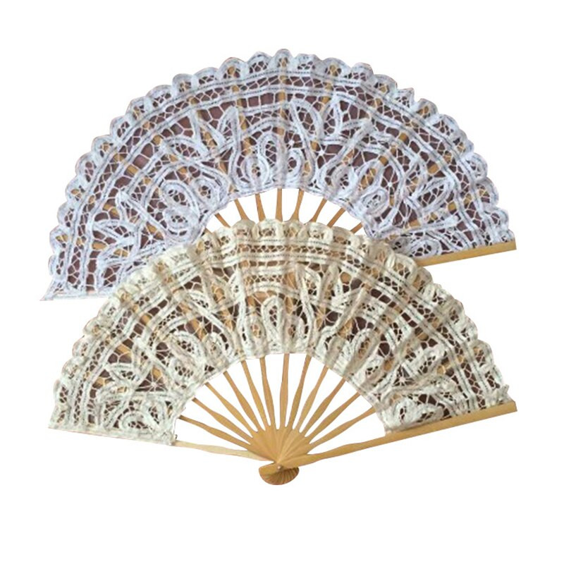 Hímzés Csipke Esküvői Legyező Egyszínű 27cm Női Bálba Tánckellék Bambusz Kézlegyező otthoni dekorációhoz születésnapi kézműves ajándék