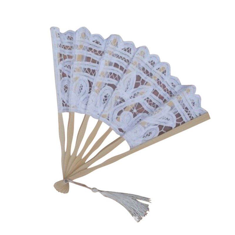 Hímzés Csipke Esküvői Legyező Egyszínű 27cm Női Bálba Tánckellék Bambusz Kézlegyező otthoni dekorációhoz születésnapi kézműves ajándék