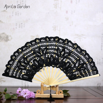 Βεντάλια χεριών 27 εκατοστών European Lace Lady Fan Dance Bridesmaid Princess Fan Lace folding Fan eventail a main abanico de mano vintage fan