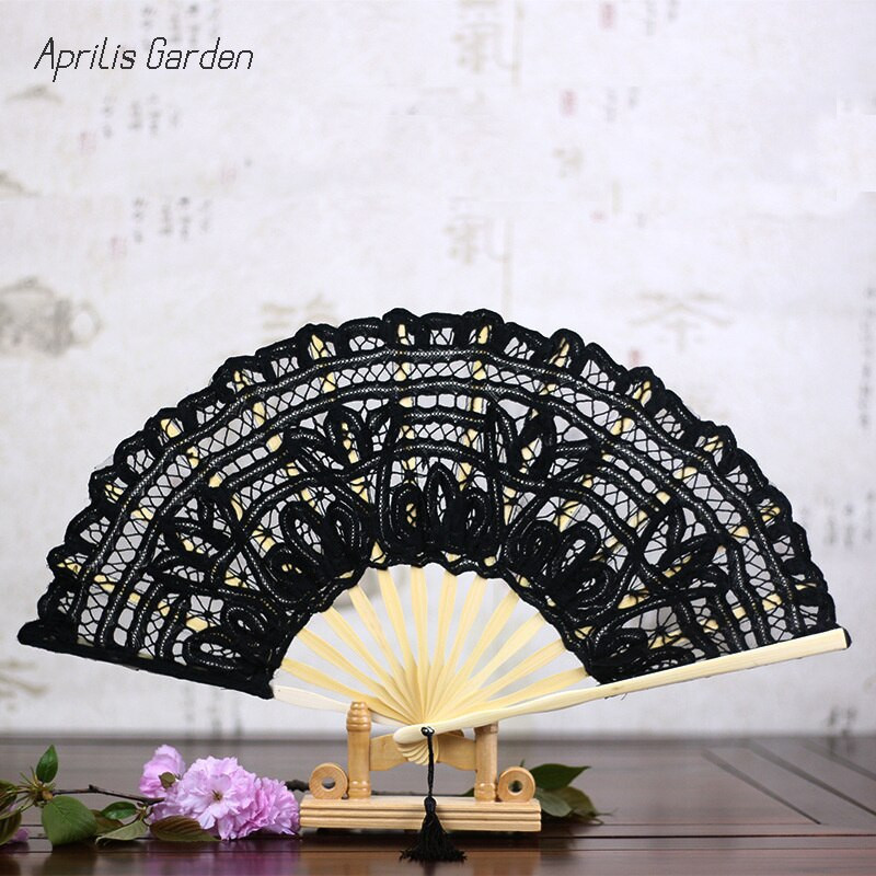 Evantai de mână din dantelă europeană de 27 CM Fan Dance Domnișoară de onoare Fan prințesă Evantai pliabil din dantelă Eventail a principal abanico de mano evantai vintage