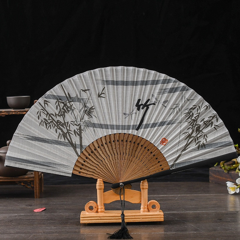 Ventilator pliabil pentru bărbați, stil chinezesc, dans de mână, evantai de lenjerie de bambus, petrecere, Anul Nou 2022, haine de nuntă, decor pentru bărbați, cosplay
