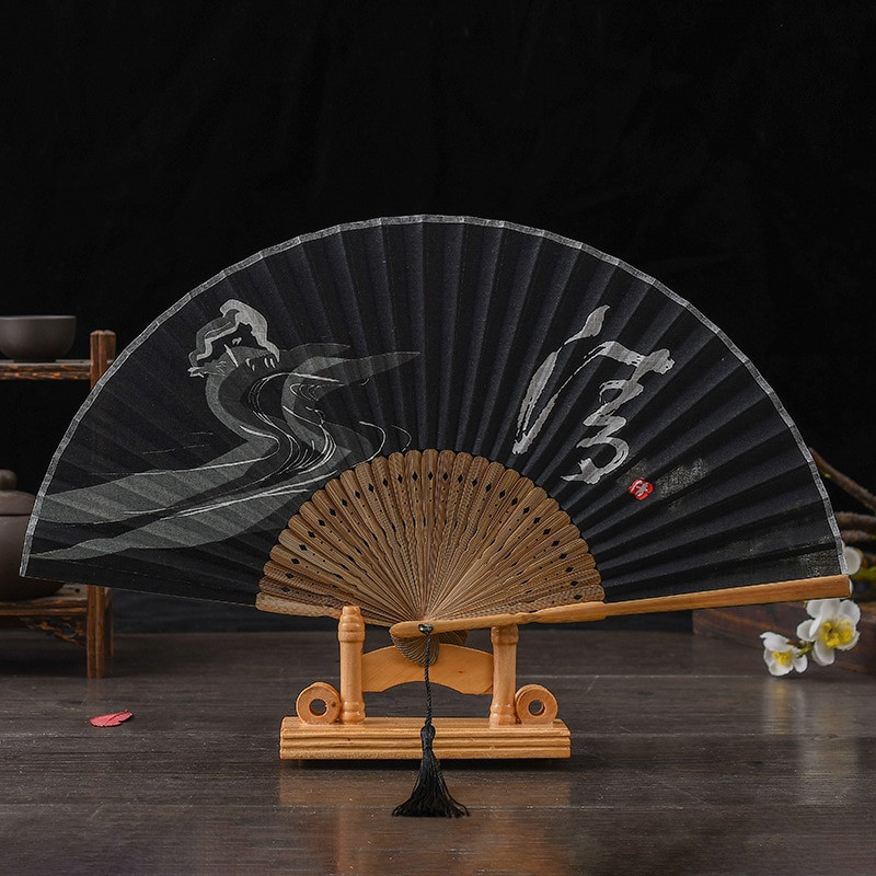 Ventilator pliabil pentru bărbați, stil chinezesc, dans de mână, evantai de lenjerie de bambus, petrecere, Anul Nou 2022, haine de nuntă, decor pentru bărbați, cosplay