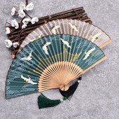 Daru 6" női összecsukható ventilátor retro stílusú Ruihe figura hord selyem Hanfu dekoráció kis ventilátor