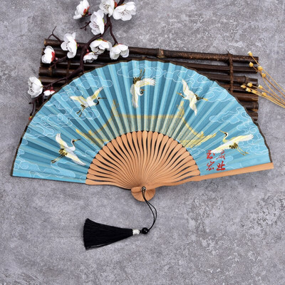 Daru 6" női összecsukható ventilátor retro stílusú Ruihe figura hord selyem Hanfu dekoráció kis ventilátor