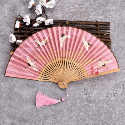 Daru 6" női összecsukható ventilátor retro stílusú Ruihe figura hord selyem Hanfu dekoráció kis ventilátor