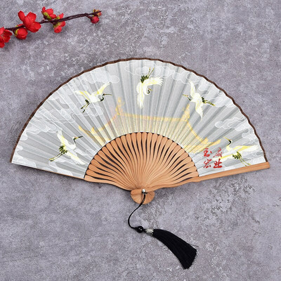 Daru 6" női összecsukható ventilátor retro stílusú Ruihe figura hord selyem Hanfu dekoráció kis ventilátor