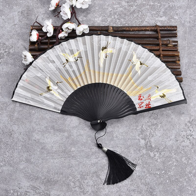 Daru 6" női összecsukható ventilátor retro stílusú Ruihe figura hord selyem Hanfu dekoráció kis ventilátor
