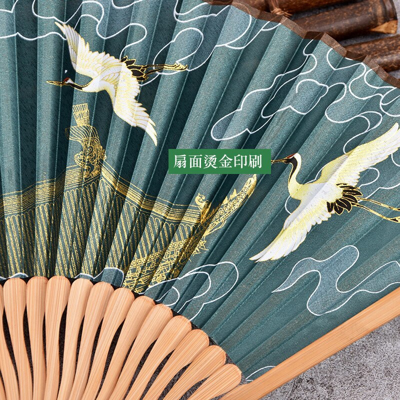 Daru 6" női összecsukható ventilátor retro stílusú Ruihe figura hord selyem Hanfu dekoráció kis ventilátor