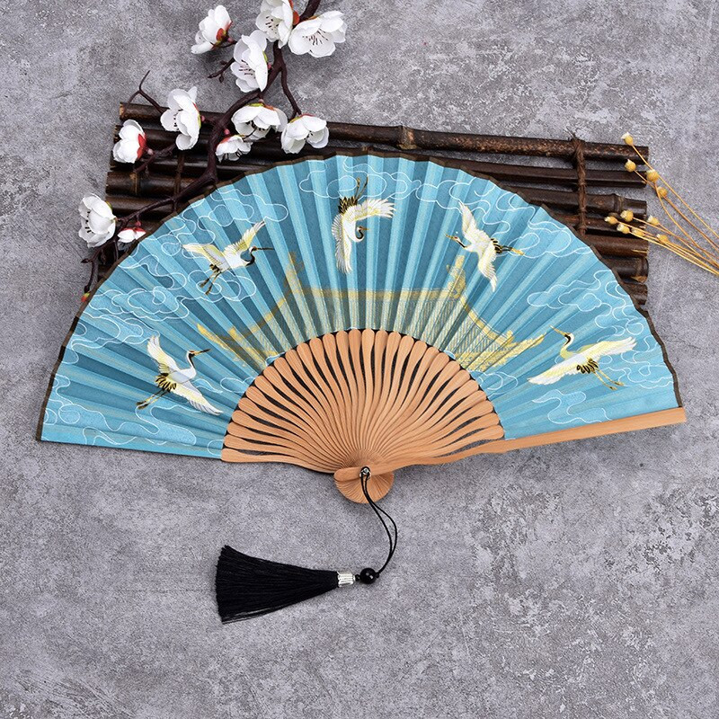 Daru 6" női összecsukható ventilátor retro stílusú Ruihe figura hord selyem Hanfu dekoráció kis ventilátor