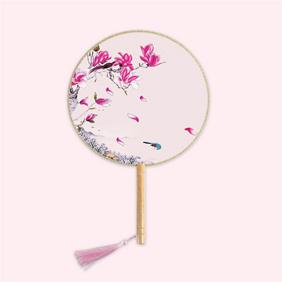 Moterų vintažinio stiliaus šilko vėduoklė kinų klasikinė išsiuvinėta apvali vėduoklė Vestuvinis šokis rankų ventiliatorius Namų dekoravimo papuošalai