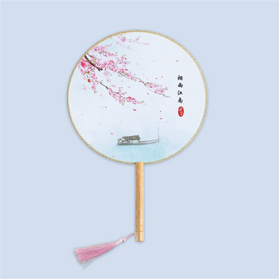 Moterų vintažinio stiliaus šilko vėduoklė kinų klasikinė išsiuvinėta apvali vėduoklė Vestuvinis šokis rankų ventiliatorius Namų dekoravimo papuošalai