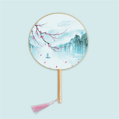 Moterų vintažinio stiliaus šilko vėduoklė kinų klasikinė išsiuvinėta apvali vėduoklė Vestuvinis šokis rankų ventiliatorius Namų dekoravimo papuošalai