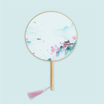 Moterų vintažinio stiliaus šilko vėduoklė kinų klasikinė išsiuvinėta apvali vėduoklė Vestuvinis šokis rankų ventiliatorius Namų dekoravimo papuošalai