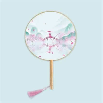 Moterų vintažinio stiliaus šilko vėduoklė kinų klasikinė išsiuvinėta apvali vėduoklė Vestuvinis šokis rankų ventiliatorius Namų dekoravimo papuošalai