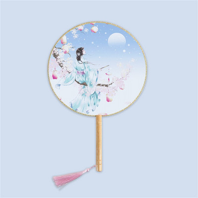 Moterų vintažinio stiliaus šilko vėduoklė kinų klasikinė išsiuvinėta apvali vėduoklė Vestuvinis šokis rankų ventiliatorius Namų dekoravimo papuošalai