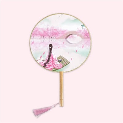 Moterų vintažinio stiliaus šilko vėduoklė kinų klasikinė išsiuvinėta apvali vėduoklė Vestuvinis šokis rankų ventiliatorius Namų dekoravimo papuošalai