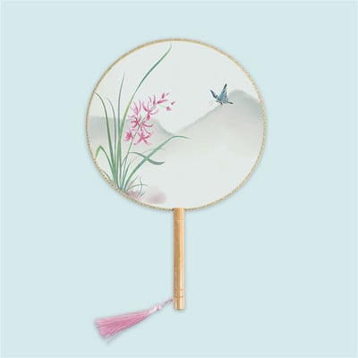 Moterų vintažinio stiliaus šilko vėduoklė kinų klasikinė išsiuvinėta apvali vėduoklė Vestuvinis šokis rankų ventiliatorius Namų dekoravimo papuošalai
