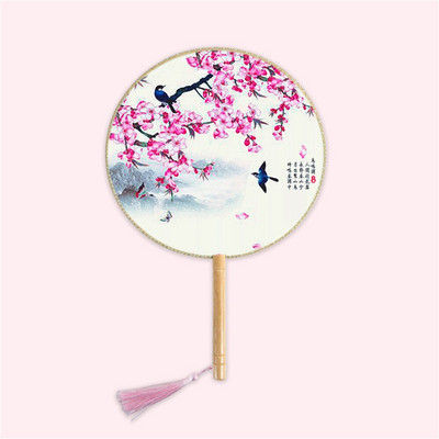 Moterų vintažinio stiliaus šilko vėduoklė kinų klasikinė išsiuvinėta apvali vėduoklė Vestuvinis šokis rankų ventiliatorius Namų dekoravimo papuošalai