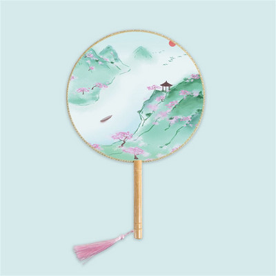 Moterų vintažinio stiliaus šilko vėduoklė kinų klasikinė išsiuvinėta apvali vėduoklė Vestuvinis šokis rankų ventiliatorius Namų dekoravimo papuošalai