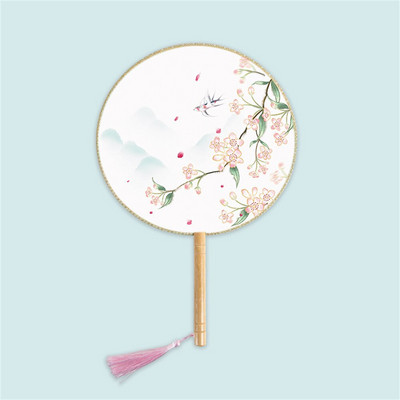 Moterų vintažinio stiliaus šilko vėduoklė kinų klasikinė išsiuvinėta apvali vėduoklė Vestuvinis šokis rankų ventiliatorius Namų dekoravimo papuošalai