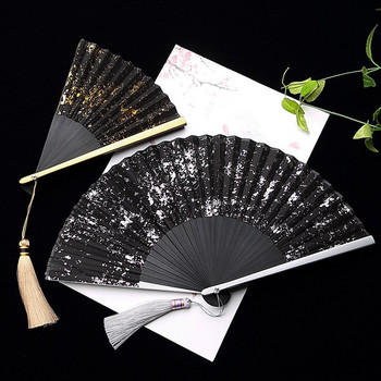 Винтидж модел с пръскане Сгъваем вентилатор Китайски японски бамбуков ръчен вентилатор Танц Сватбен подарък Домашен декор