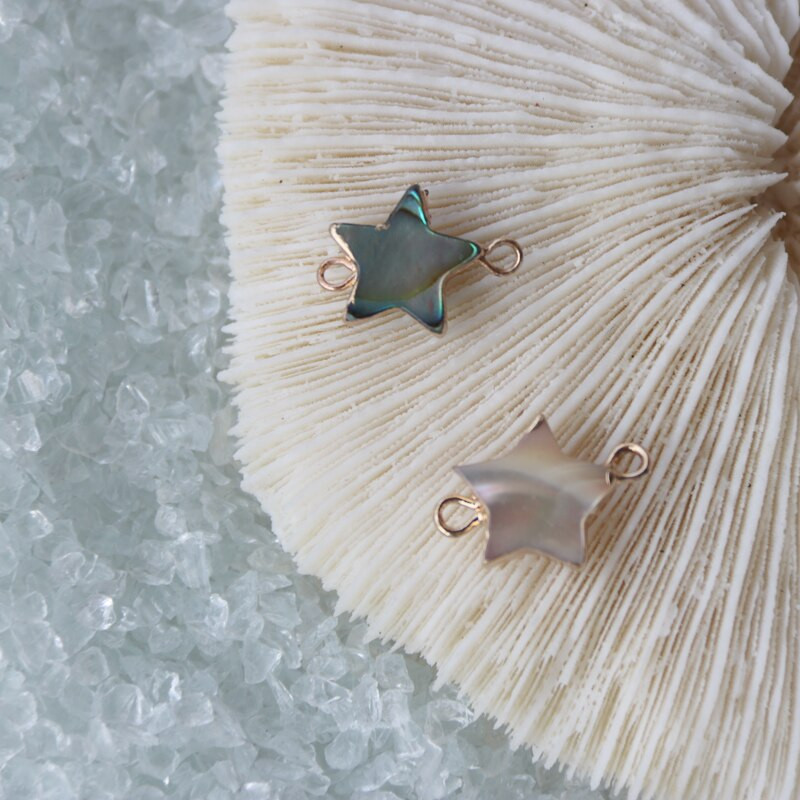 Ingyenes szállítás (10db/tétel)Natural Star Abalone Shells Connect Charms Gyöngyök Aranyozás Barkács ékszerekhez